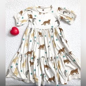 Tea Collection Cream Animal Print Kids Dress